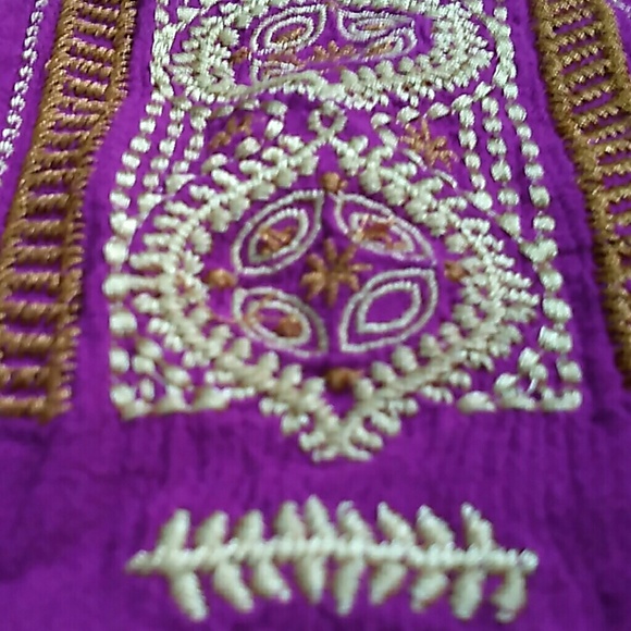 Purple And Bronze Rayon Beach Shirt - Picture 4 of 6